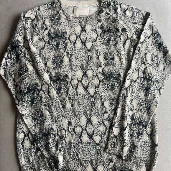 ZADIG & VOLTAIRE 100%Cashmere Reglis Python Sweater Top Size Medium Green Cream - Picture 5 of 5